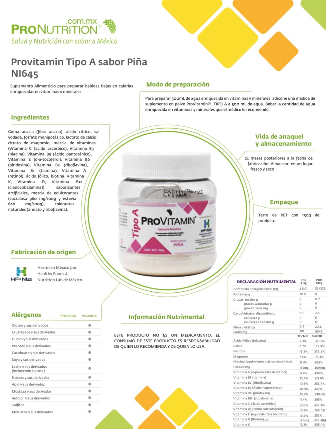 Vitaminas ProVitamin A sabor Piña | bebida saludable | Ceto | suplemento
