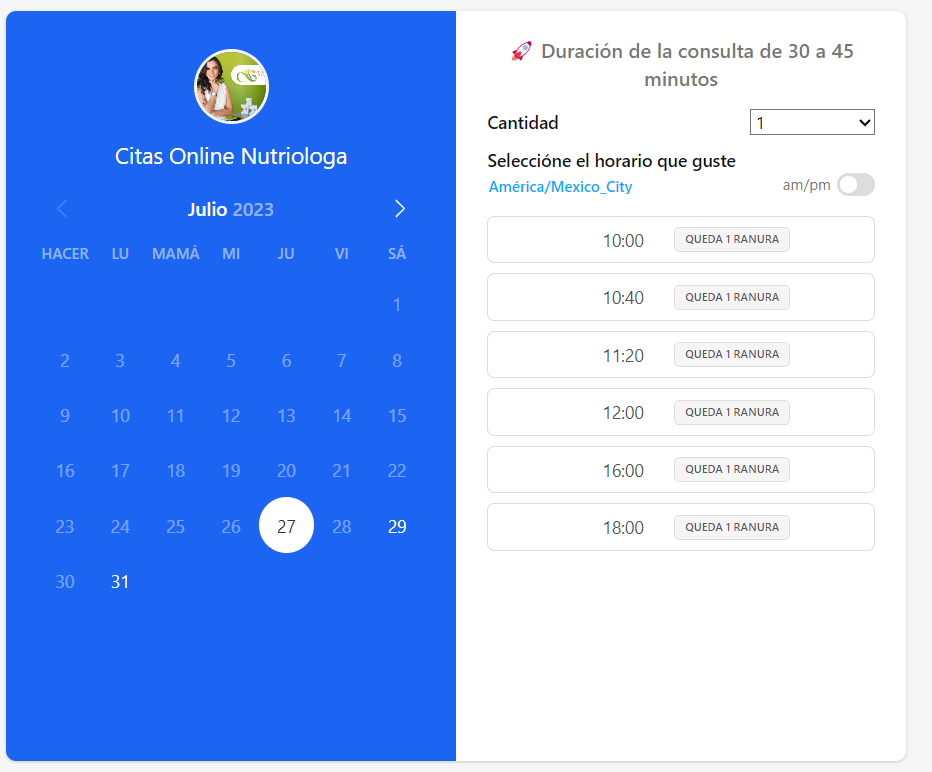1 Consulta Online Nutrióloga